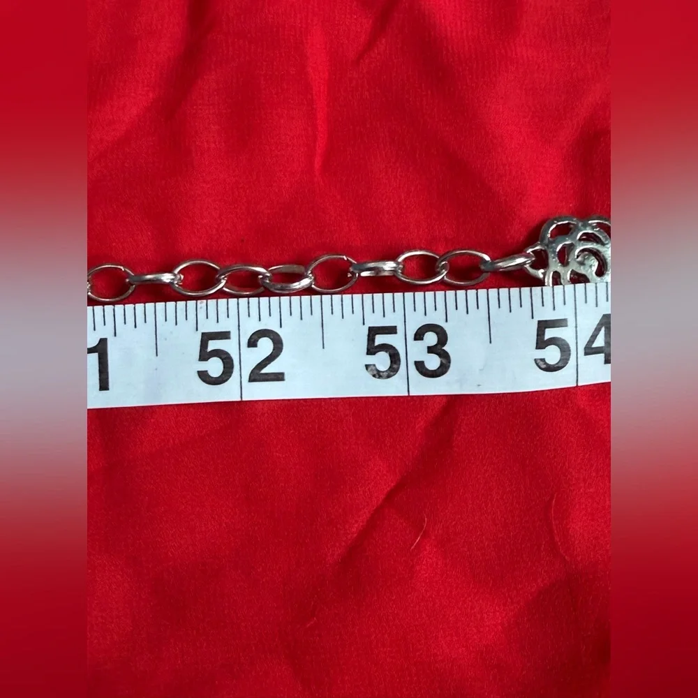 Vintage silver tone floral metal and enamel chain statement belt